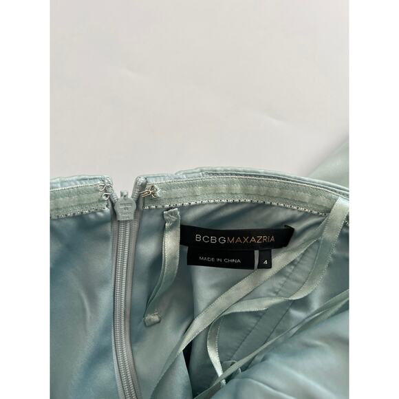 BCBG Pastel Mint Green Strapless Satin Silk Mini Dress Y2K Hoco Formal Cocktail - Picture 3 of 16